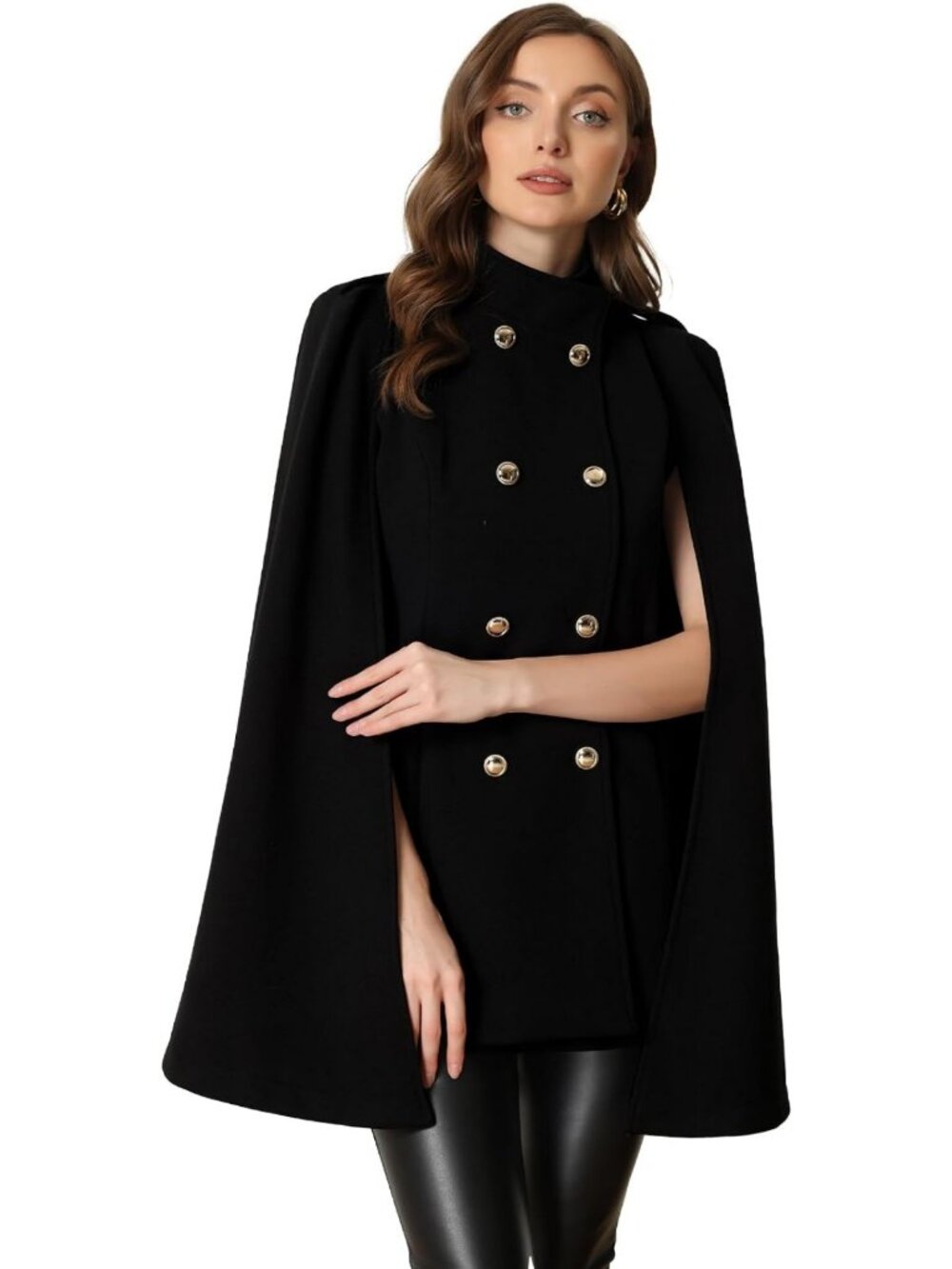 Vintage Winter Cape Coat for Women | Double Breasted, Slit Sleeve, Stylish